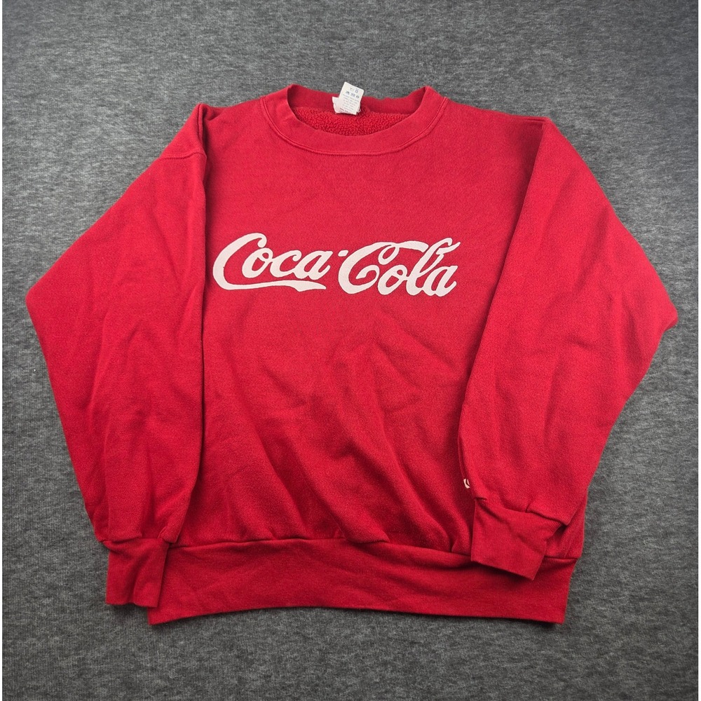 Bike Sweatshirt Unisex Large Red Coca-Cola 90s Vintage Logo Made in USA